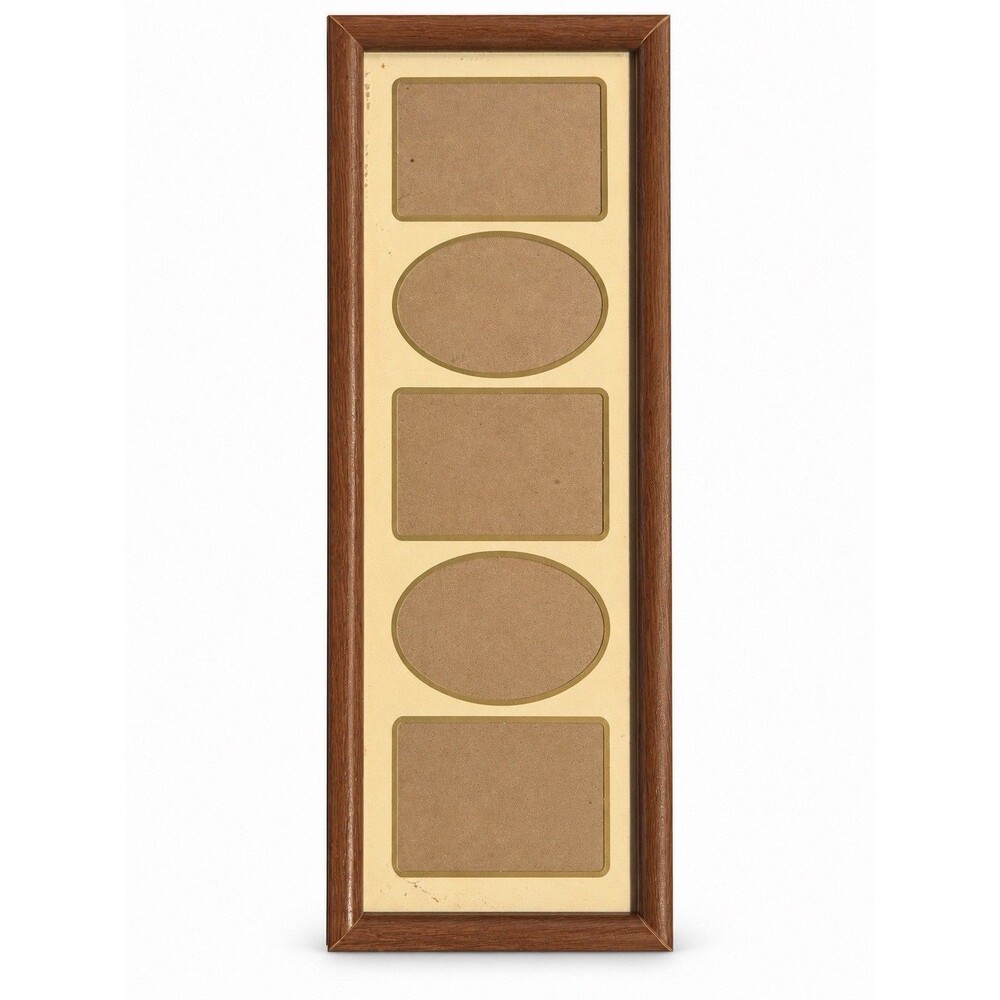 Vintage Wood Look 5 Opening Collage Picture Frame Oval Rectangle 20x6